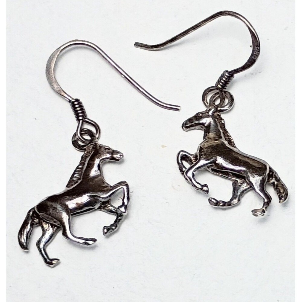 Vintage Sterling Silver Horse Dangle Earrings